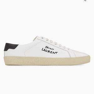 Saint Laurent White and Black Sneakers with Tan Sole